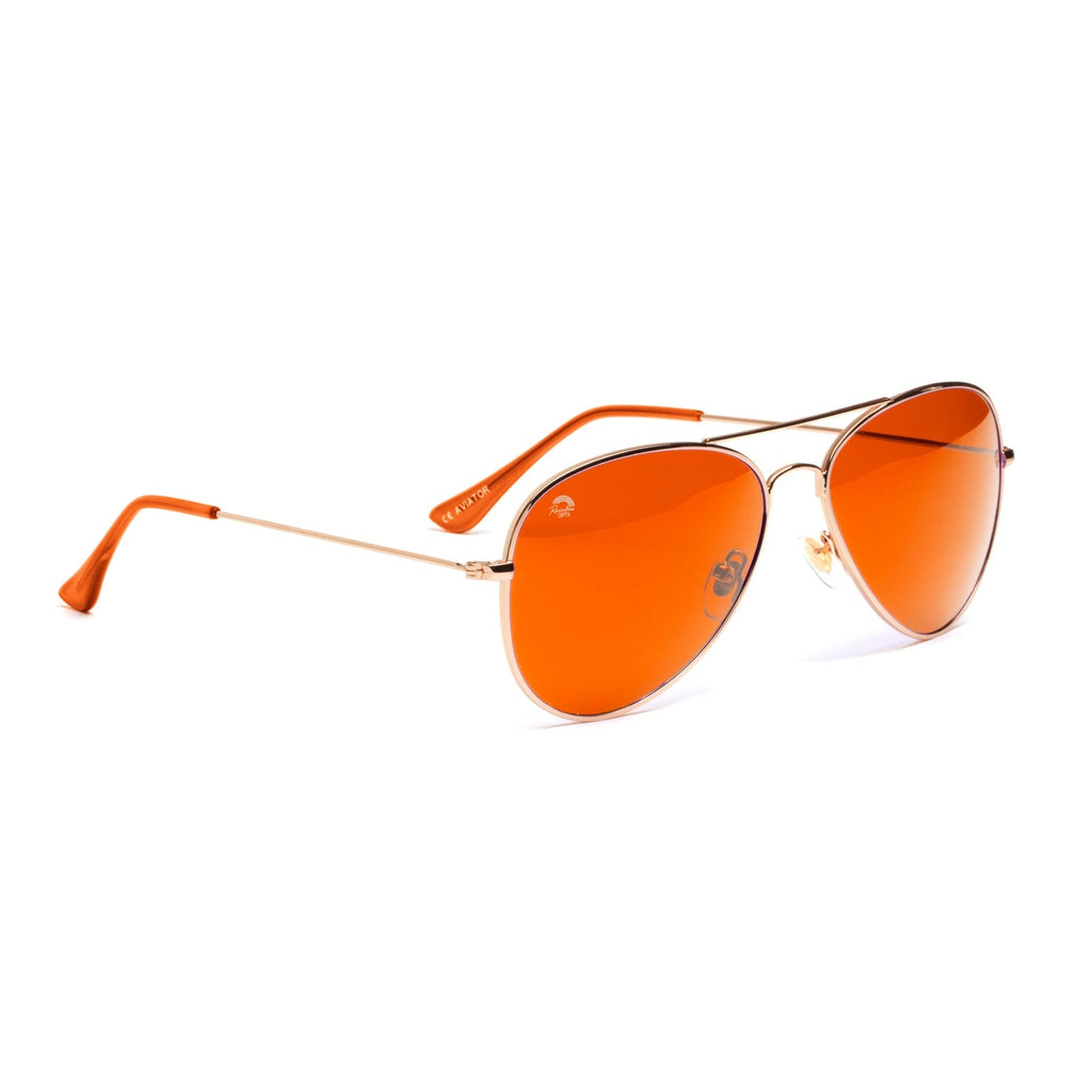 RainbowOPTX Orange Sunglasses Gold Aviator Frames Men