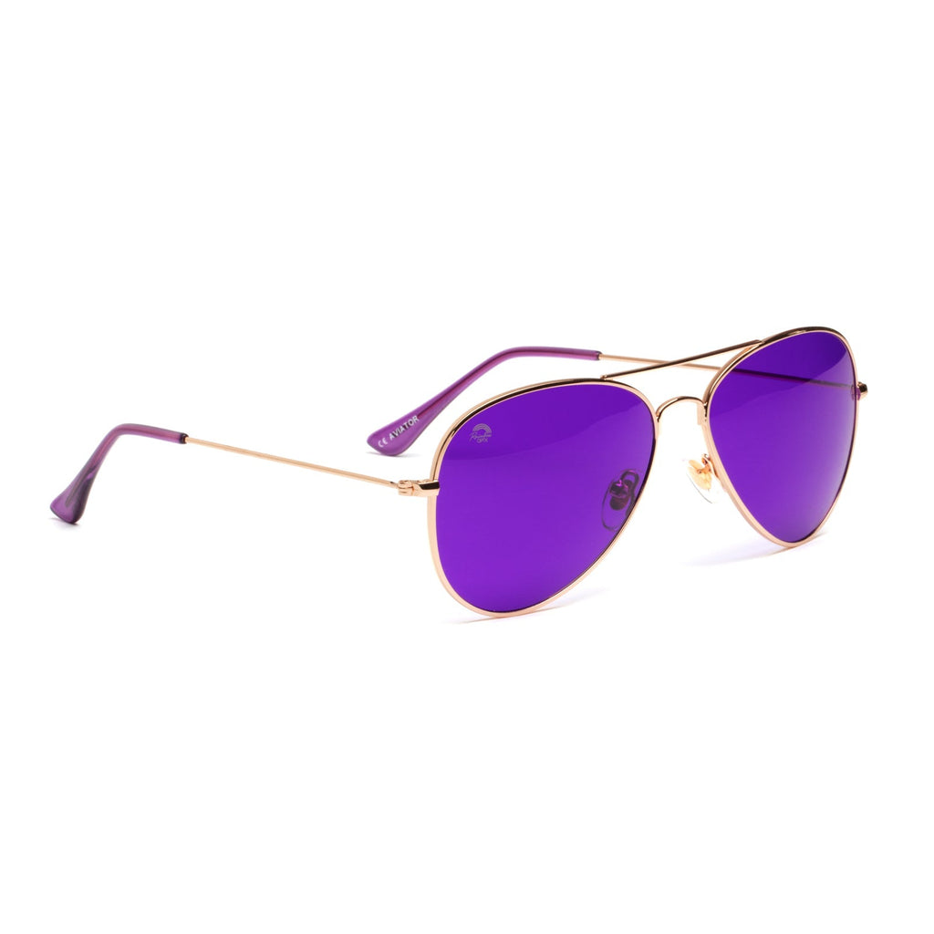 NEW Rainbow OPTX Violet Leo Aviator Mood Boosting Sunglasses & Chakra Wisdom Bag Rainbow OPTX Violet Sunglasses Translucent Frames Men & Women main image 3